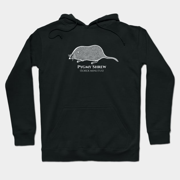 Pygmy Shrew with Common and Scientific Names - animal drawing Hoodie by Green Paladin